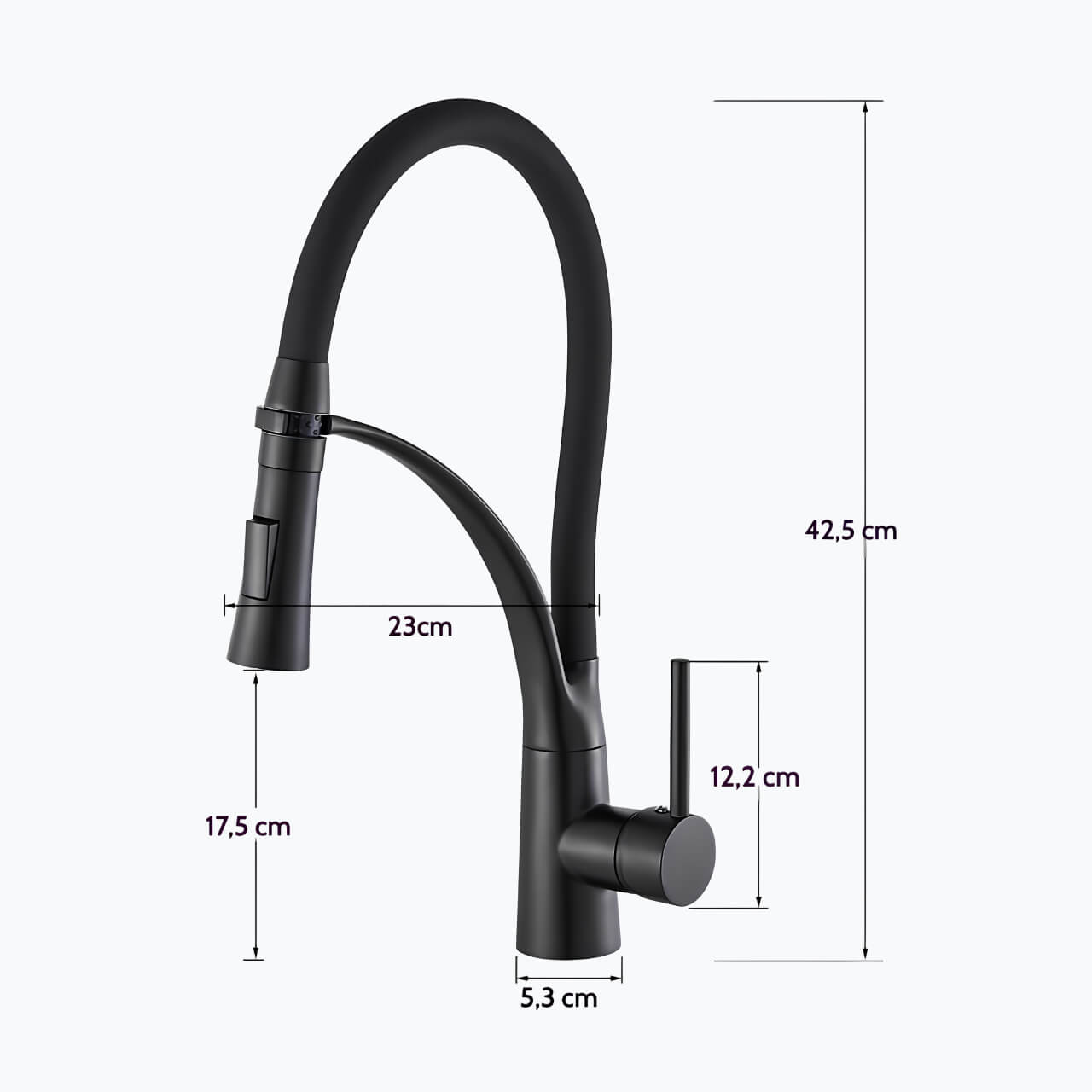 Brass kitchen mixer with pull-down sprayer and 360° swivel spout