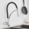 Brass kitchen mixer with pull-down sprayer and 360° swivel spout