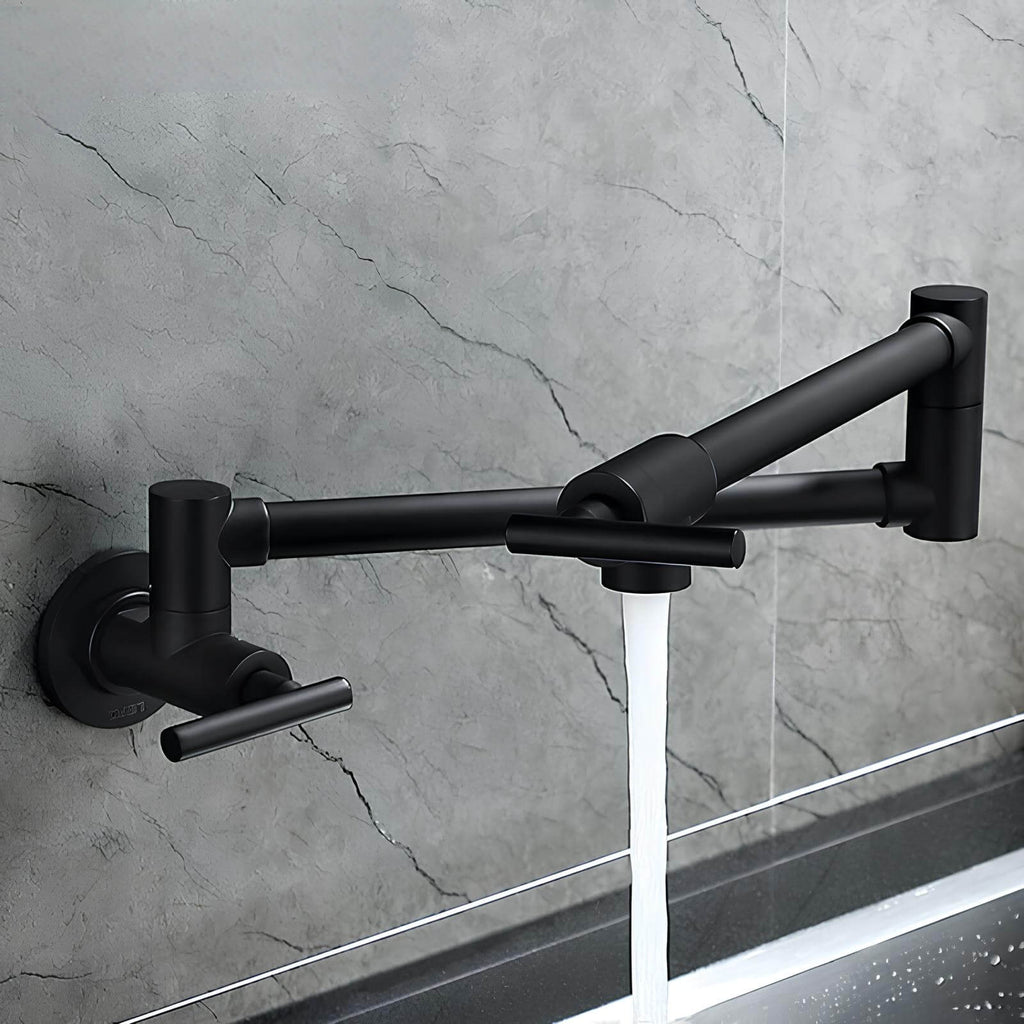 Wall-mount folding brass cold water kitchen faucet with 360° rotation
