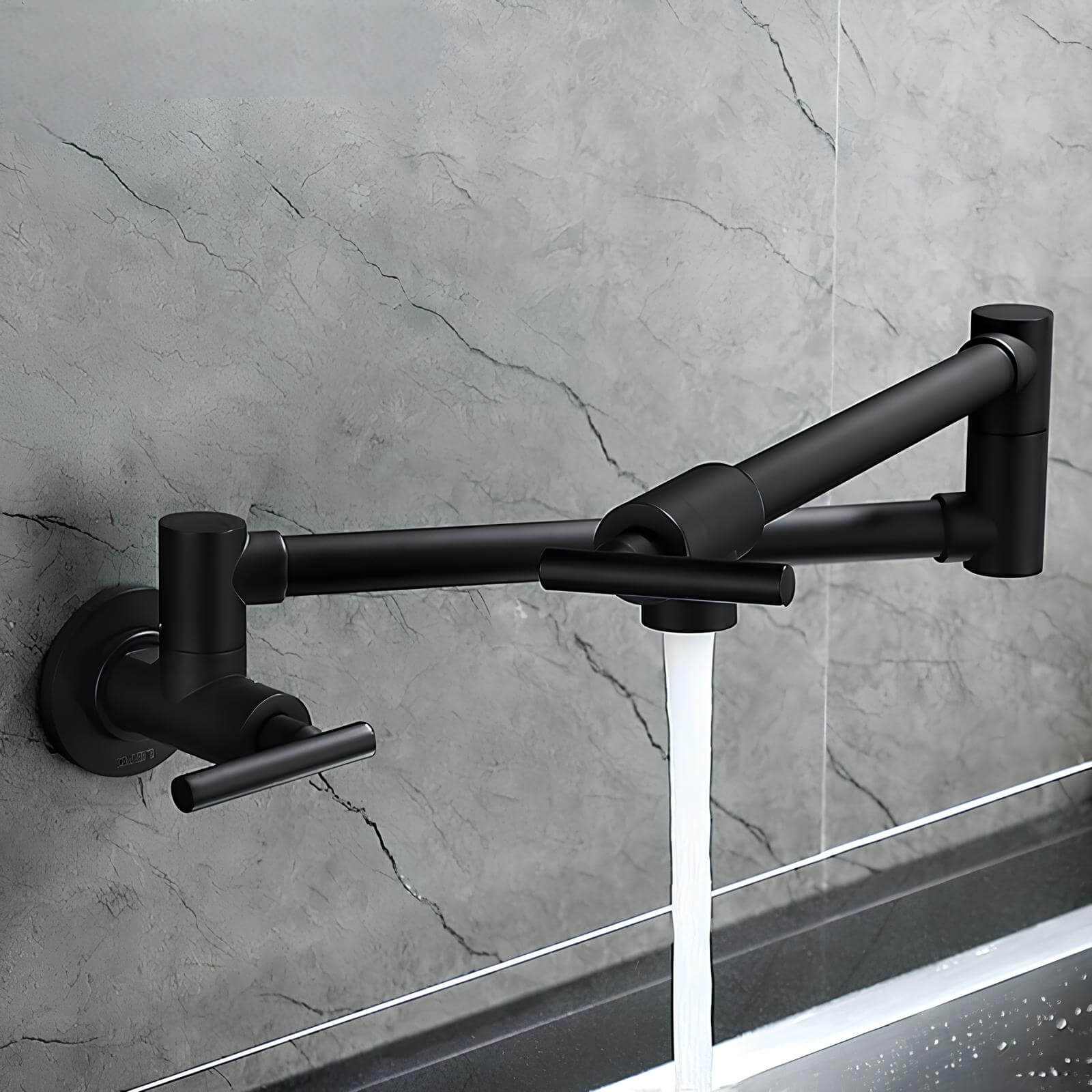 Wall-mount folding brass cold water kitchen faucet with 360° rotation