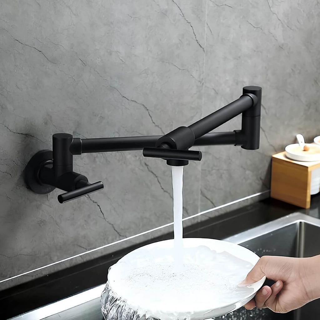 Wall-mount folding brass cold water kitchen faucet with 360° rotation