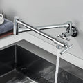 Wall-mount folding brass cold water kitchen faucet with 360° rotation