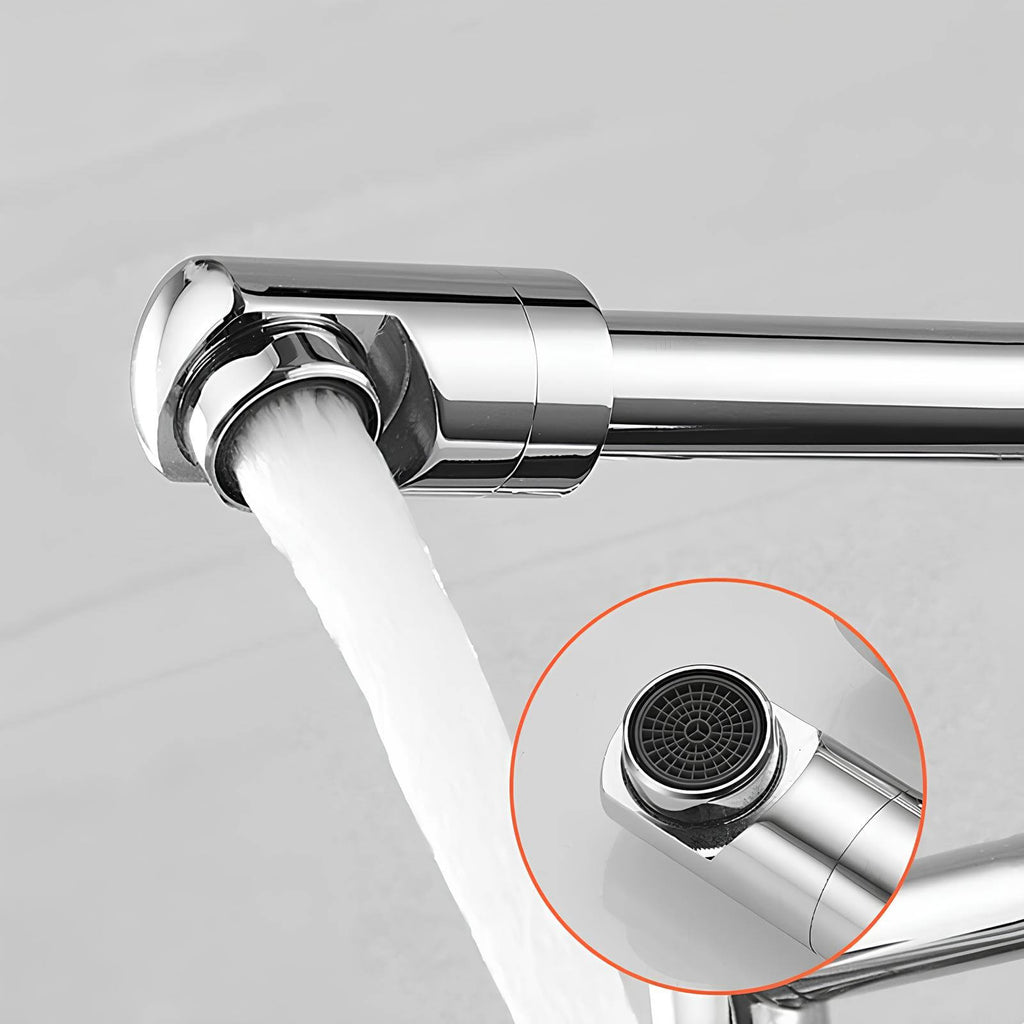 Wall-mount folding brass mixer faucet with 2-hole install and 360 swivel