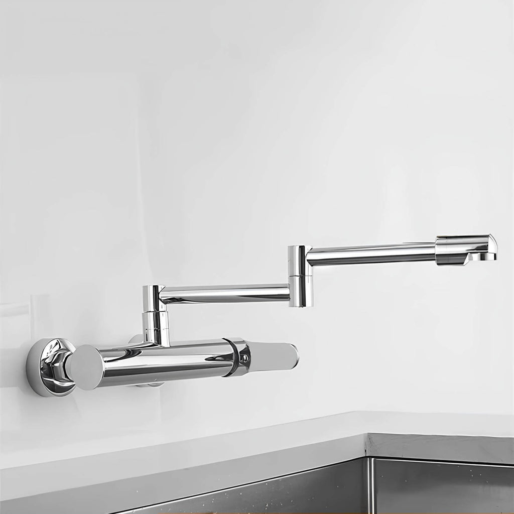 Wall-mount folding brass mixer faucet with 2-hole install and 360 swivel