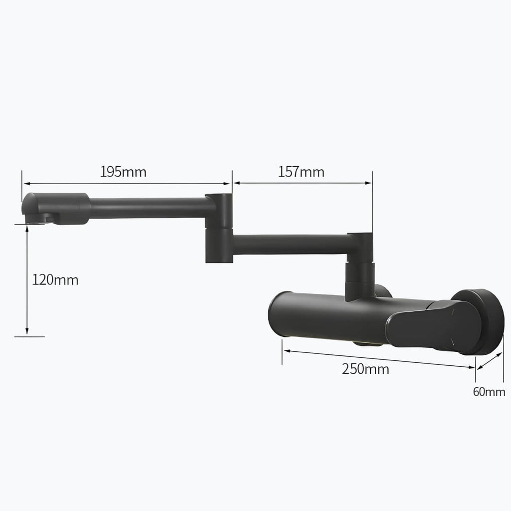 Wall-mount folding brass mixer faucet with 2-hole install and 360 swivel
