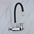 Wall-mount kitchen mixer with flexible 360° swivel spout