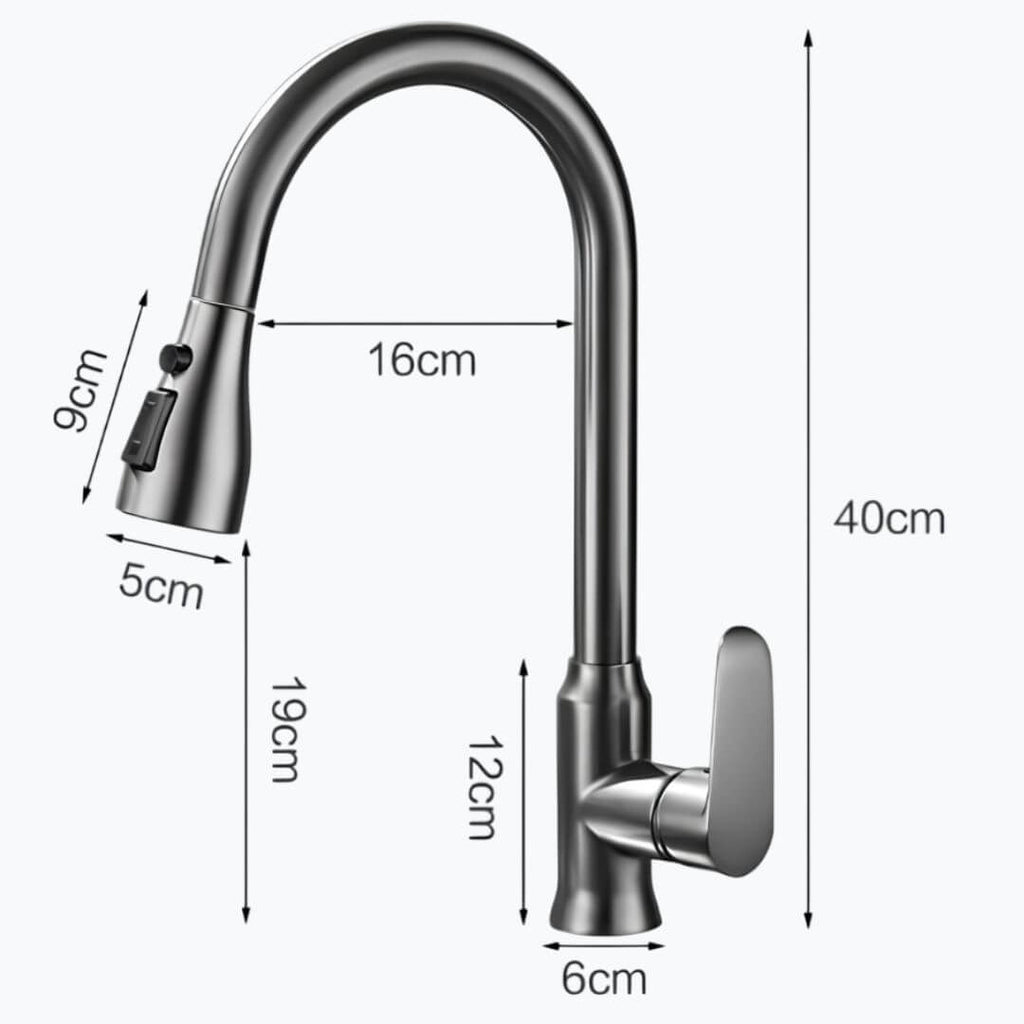 Kitchen faucet with retractable spout and hidden pull-out sprayer