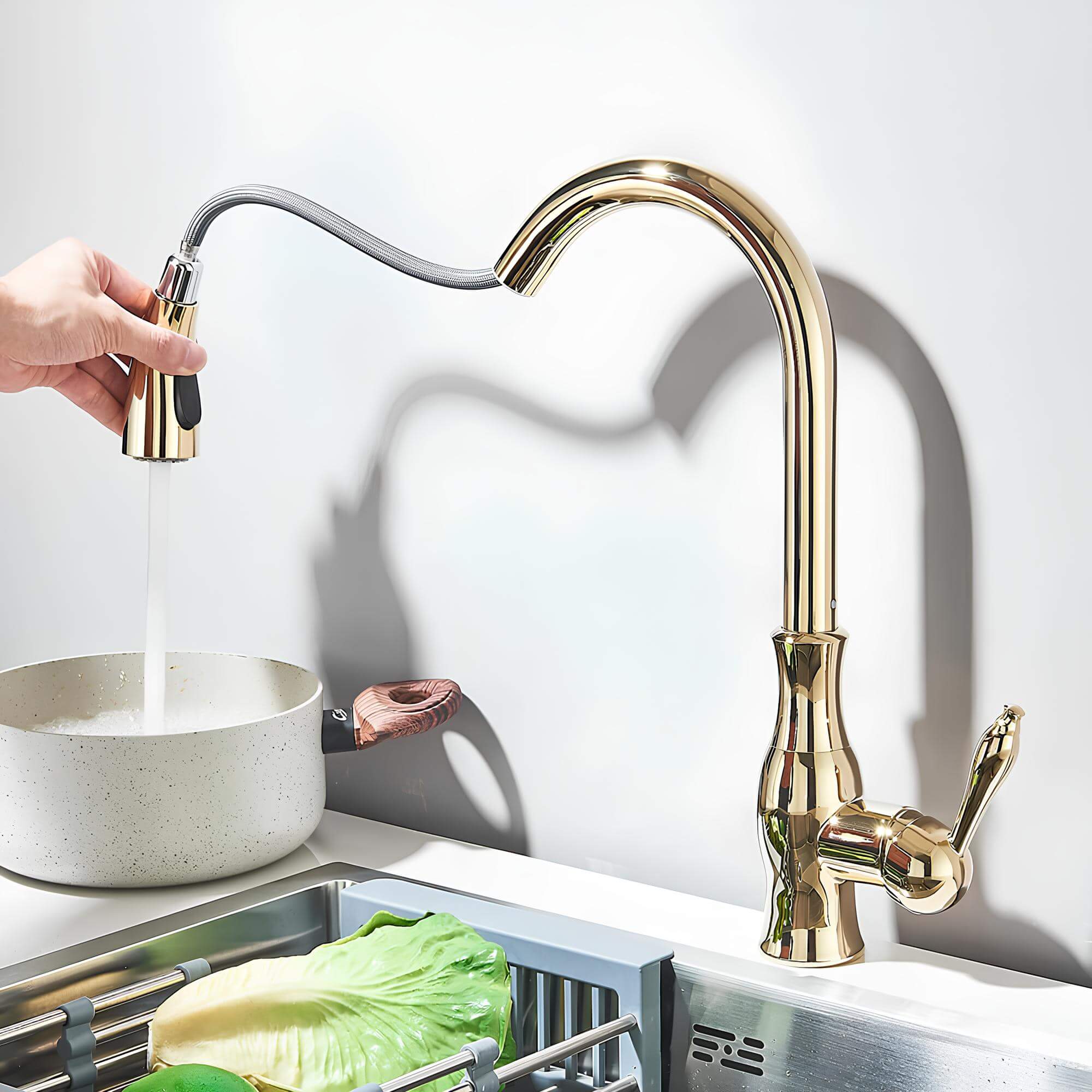 Kitchen sink faucet with pull-down sprayer and 360 degree swivel spout