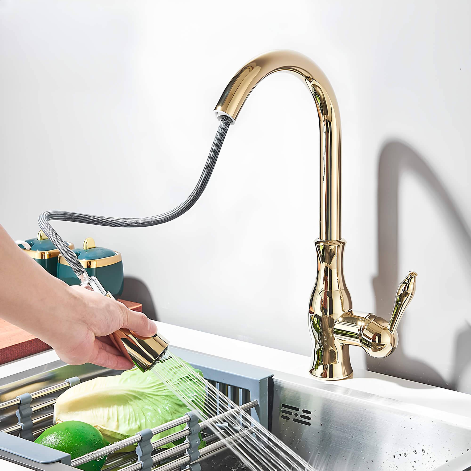 Kitchen sink faucet with pull-down sprayer and 360 degree swivel spout
