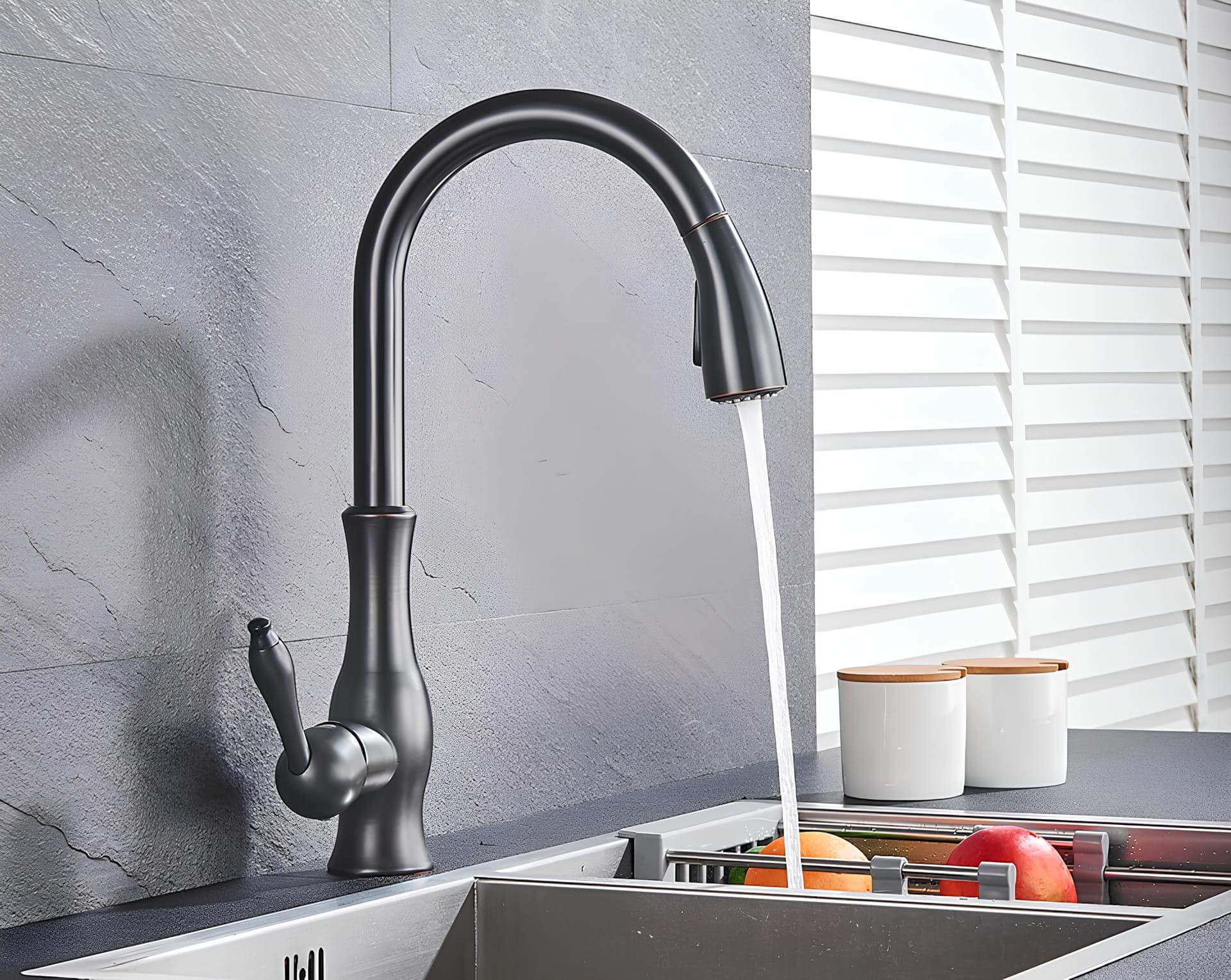 Kitchen sink faucet with pull-down sprayer and 360 degree swivel spout
