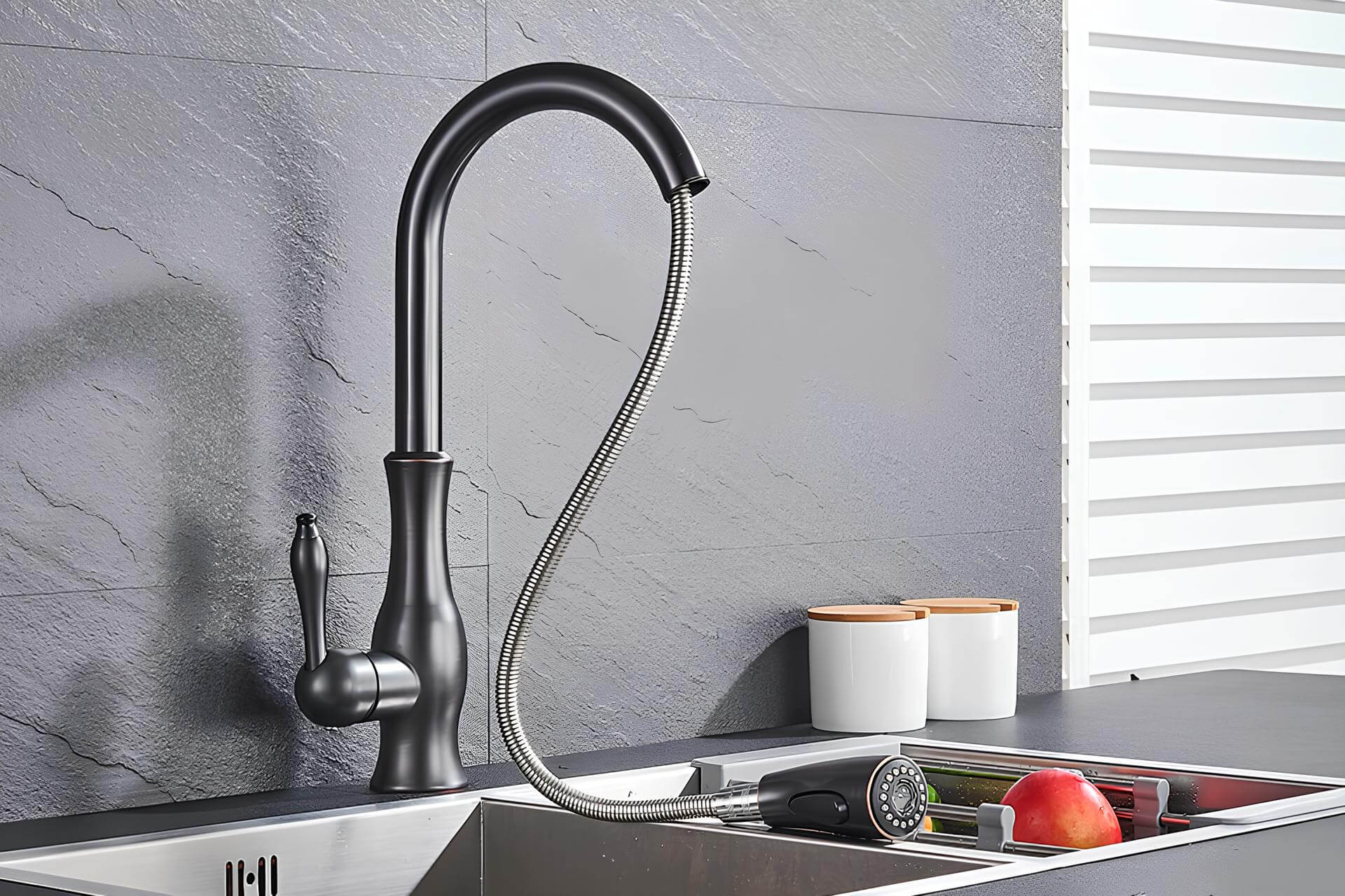 Kitchen sink faucet with pull-down sprayer and 360 degree swivel spout