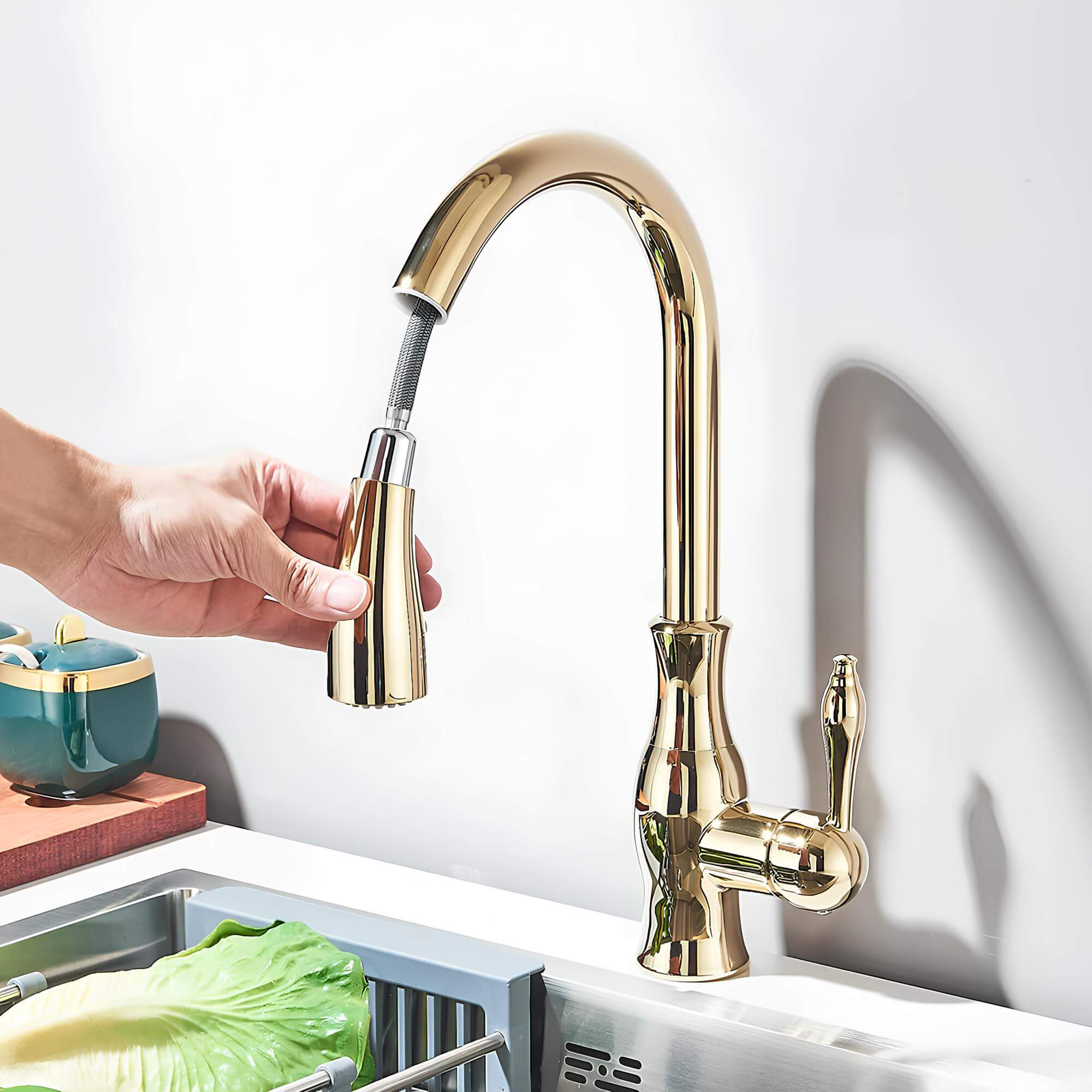 Kitchen sink faucet with pull-down sprayer and 360 degree swivel spout