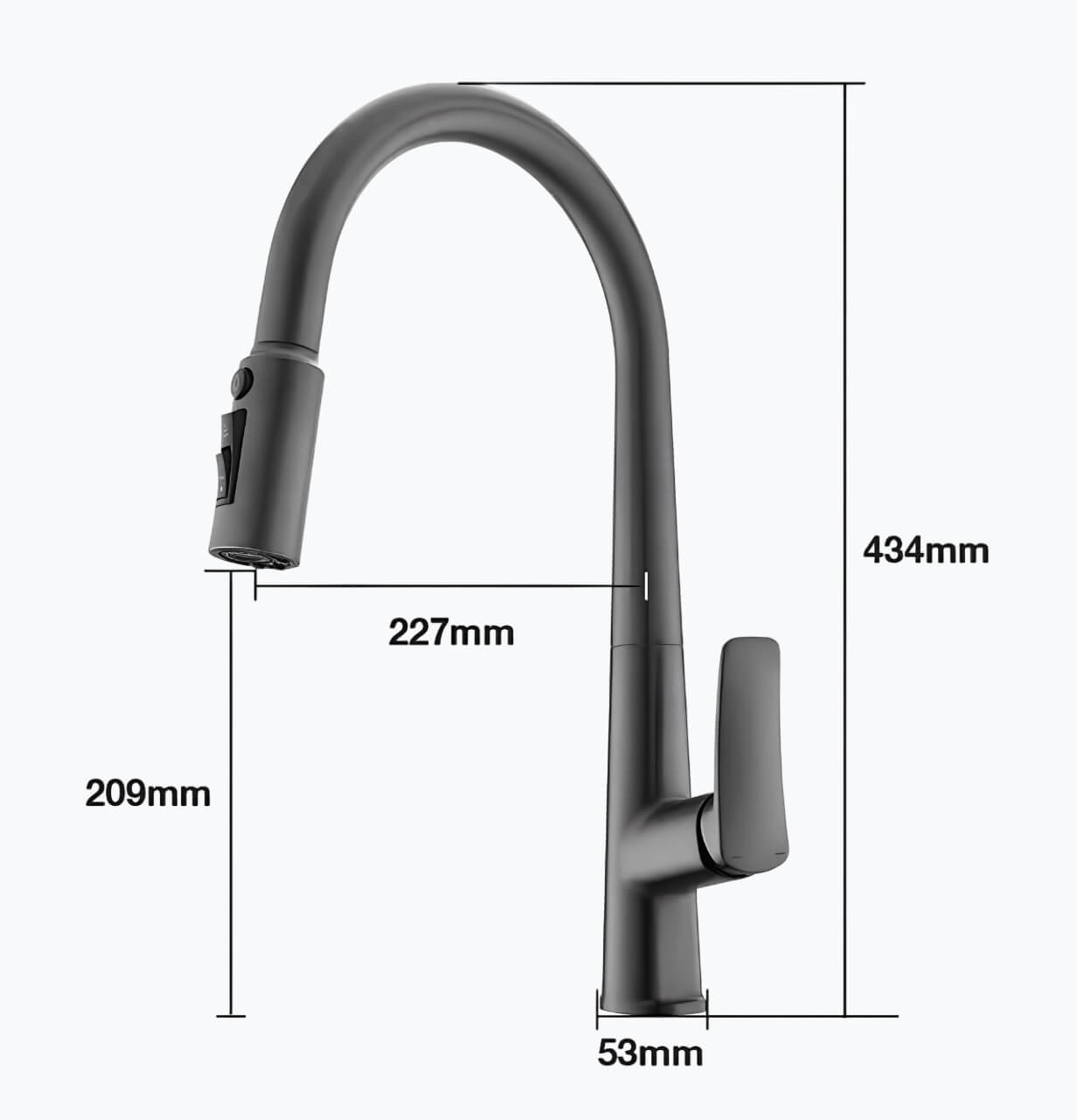 Brass kitchen mixer with pull-down sprayer and filtered water outlet
