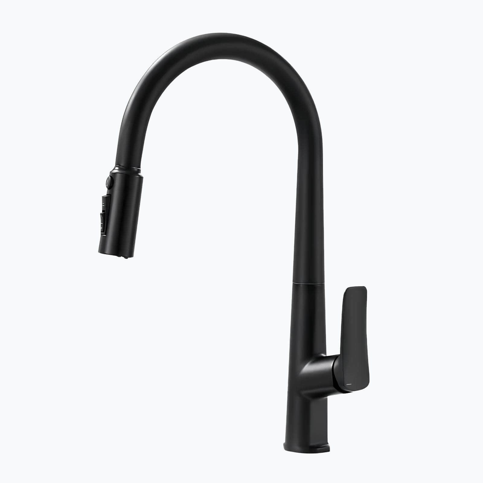 Brass kitchen mixer with pull-down sprayer and filtered water outlet