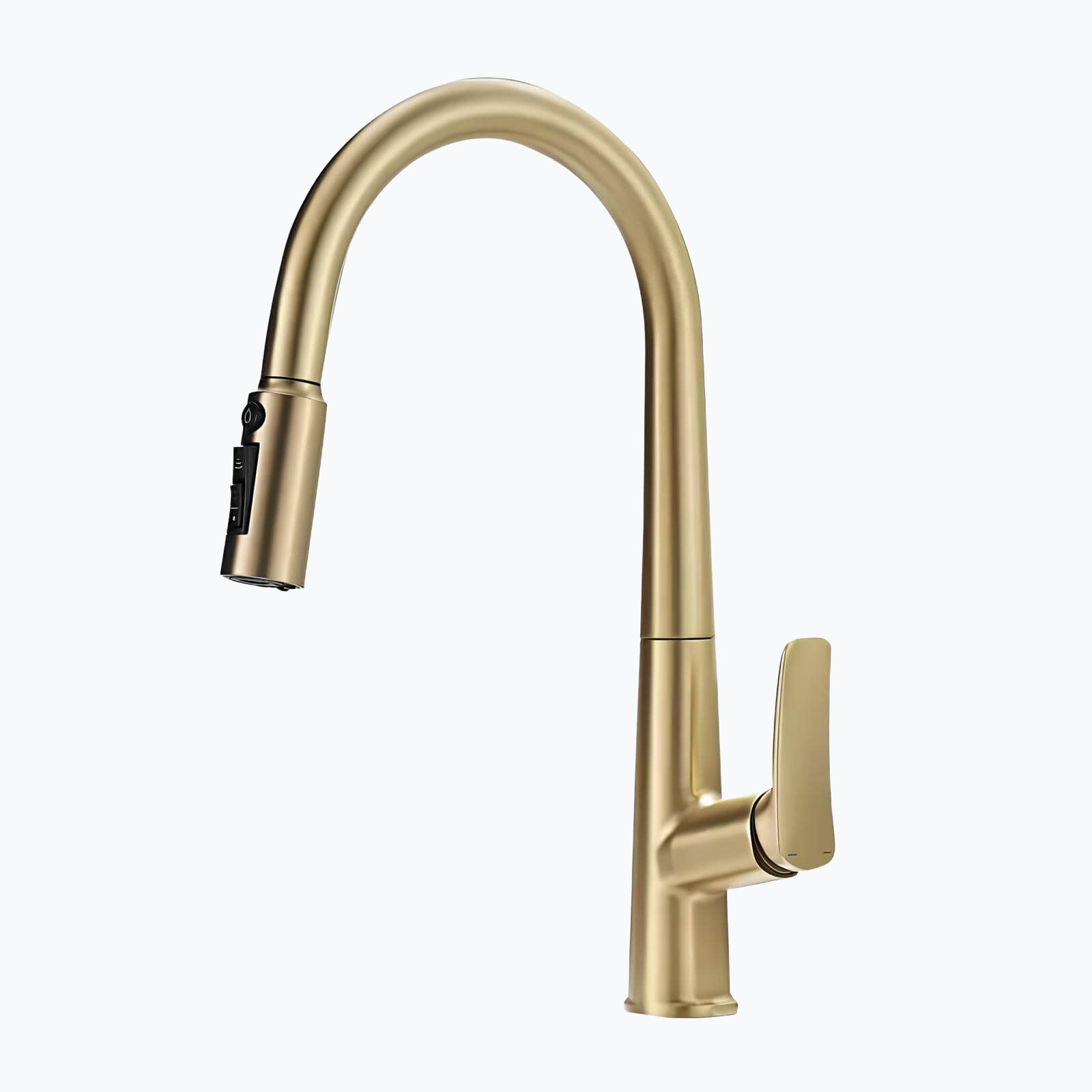 Brass kitchen mixer with pull-down sprayer and filtered water outlet
