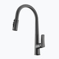 Brass kitchen mixer with pull-down sprayer and filtered water outlet