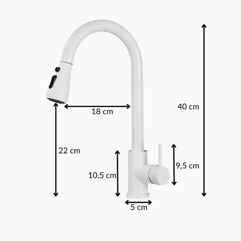 Brass kitchen mixer with pull-down sprayer and two spray modes