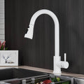 Brass kitchen mixer with pull-down sprayer and two spray modes
