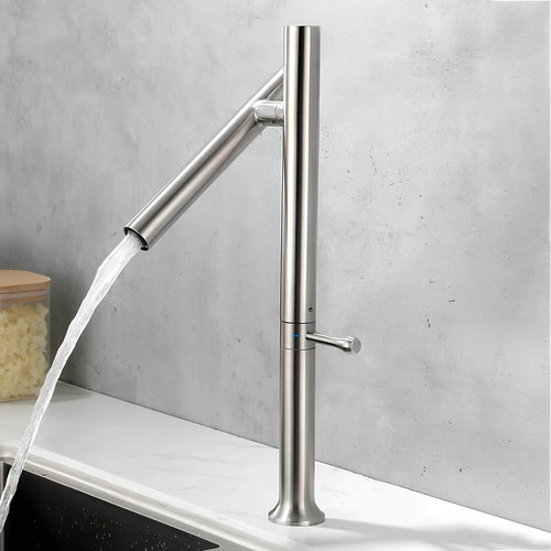 Kitchen faucet in 304 stainless steel with 360° swivel spout