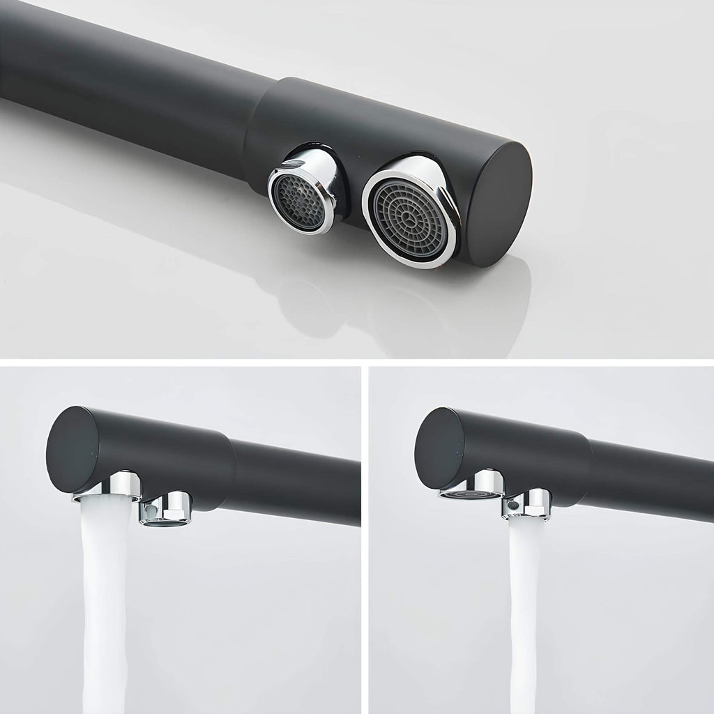Dual-flow kitchen faucet with filtered water outlet and single-lever mixer