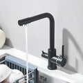 Dual-flow kitchen faucet with filtered water outlet and single-lever mixer