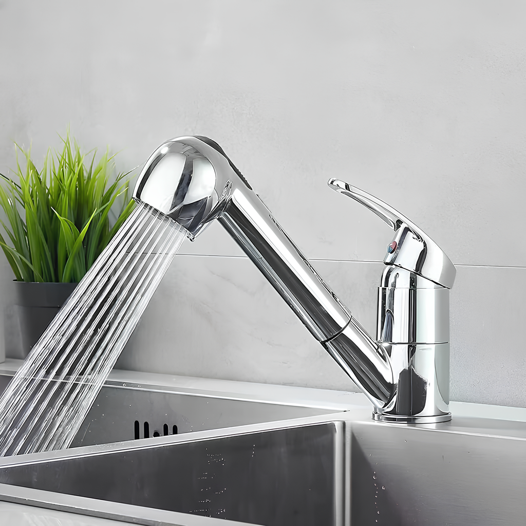 Kitchen faucet with pull-out spout and dual-mode spray head
