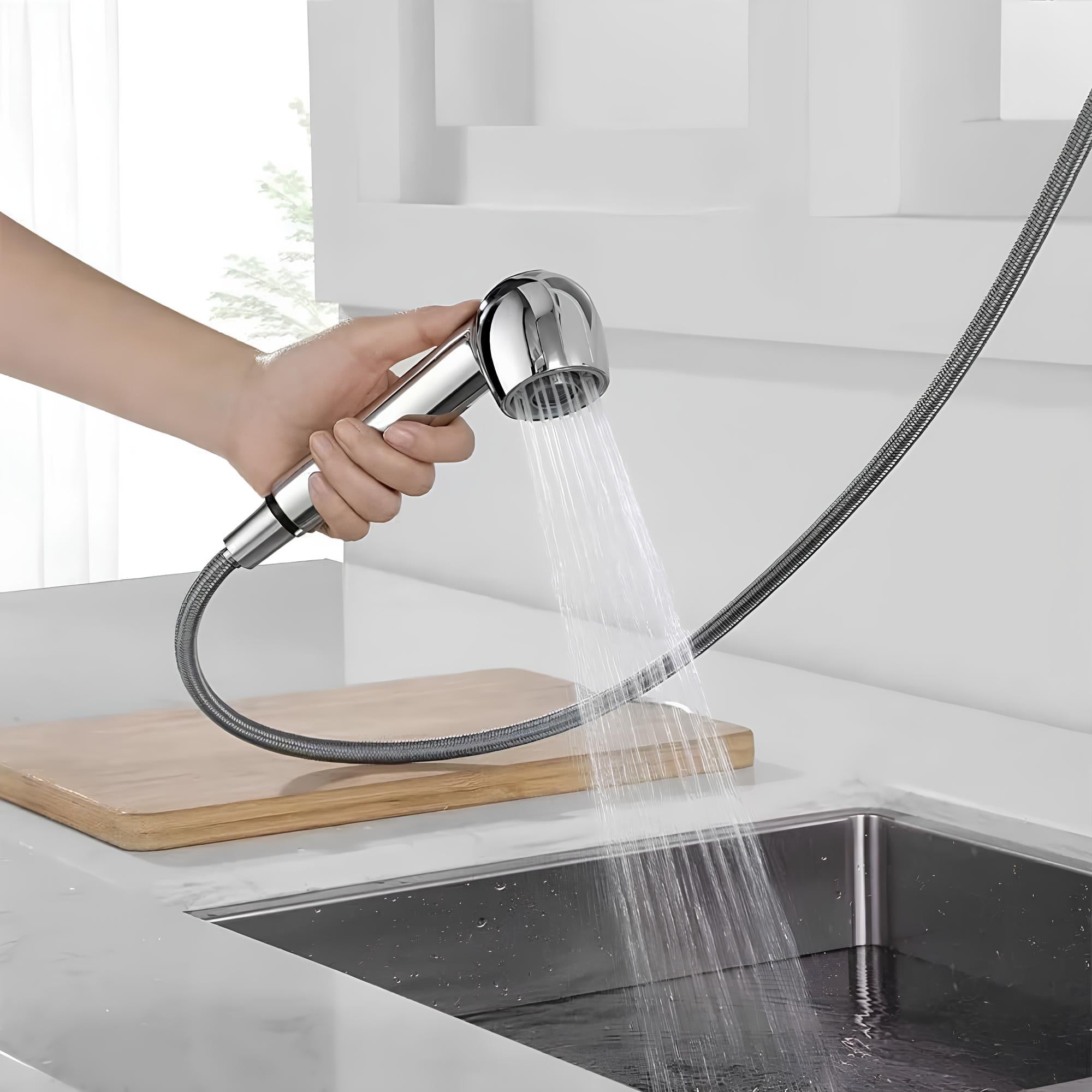 Kitchen faucet with pull-out spout and dual-mode spray head