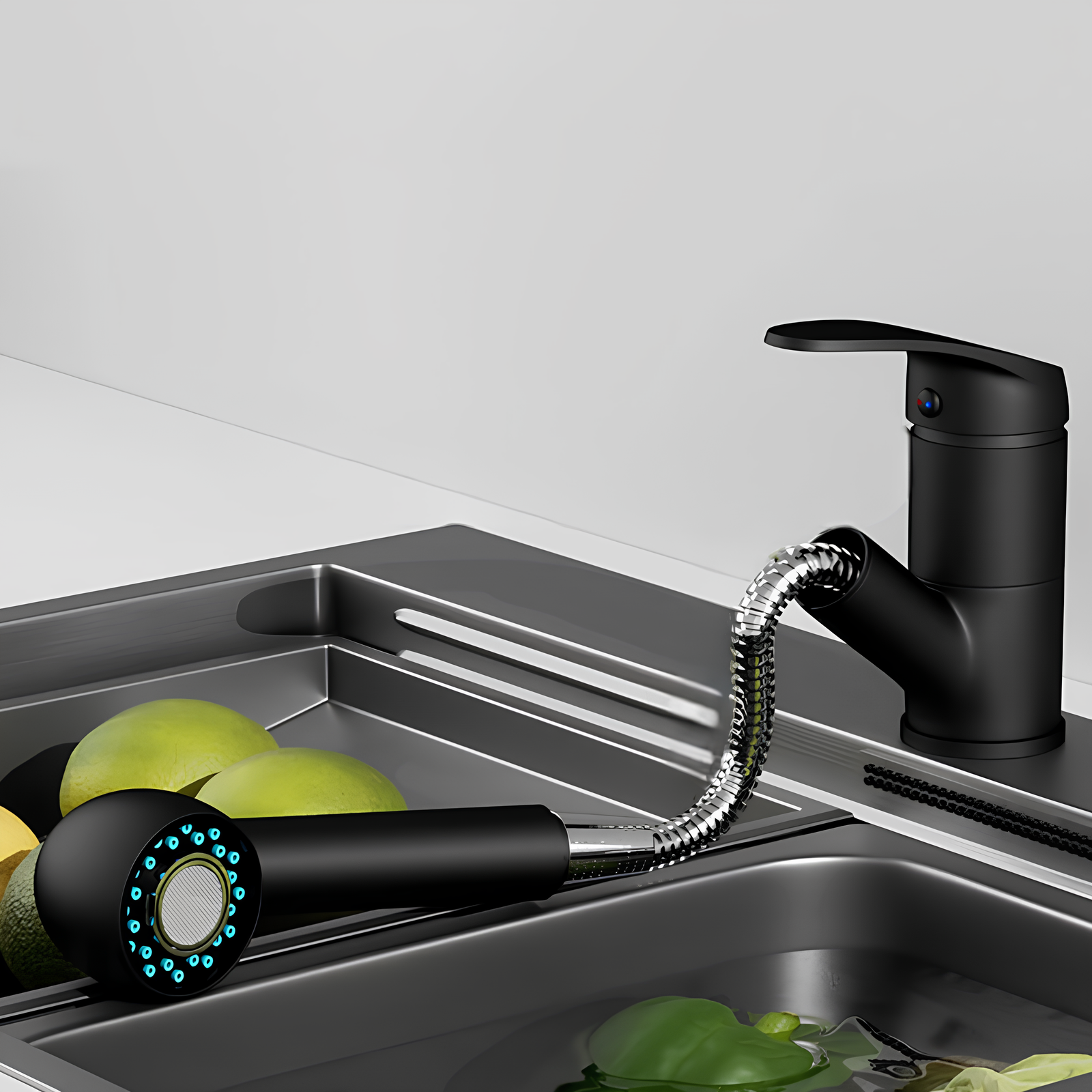 Kitchen faucet with pull-out spout and dual-mode spray head
