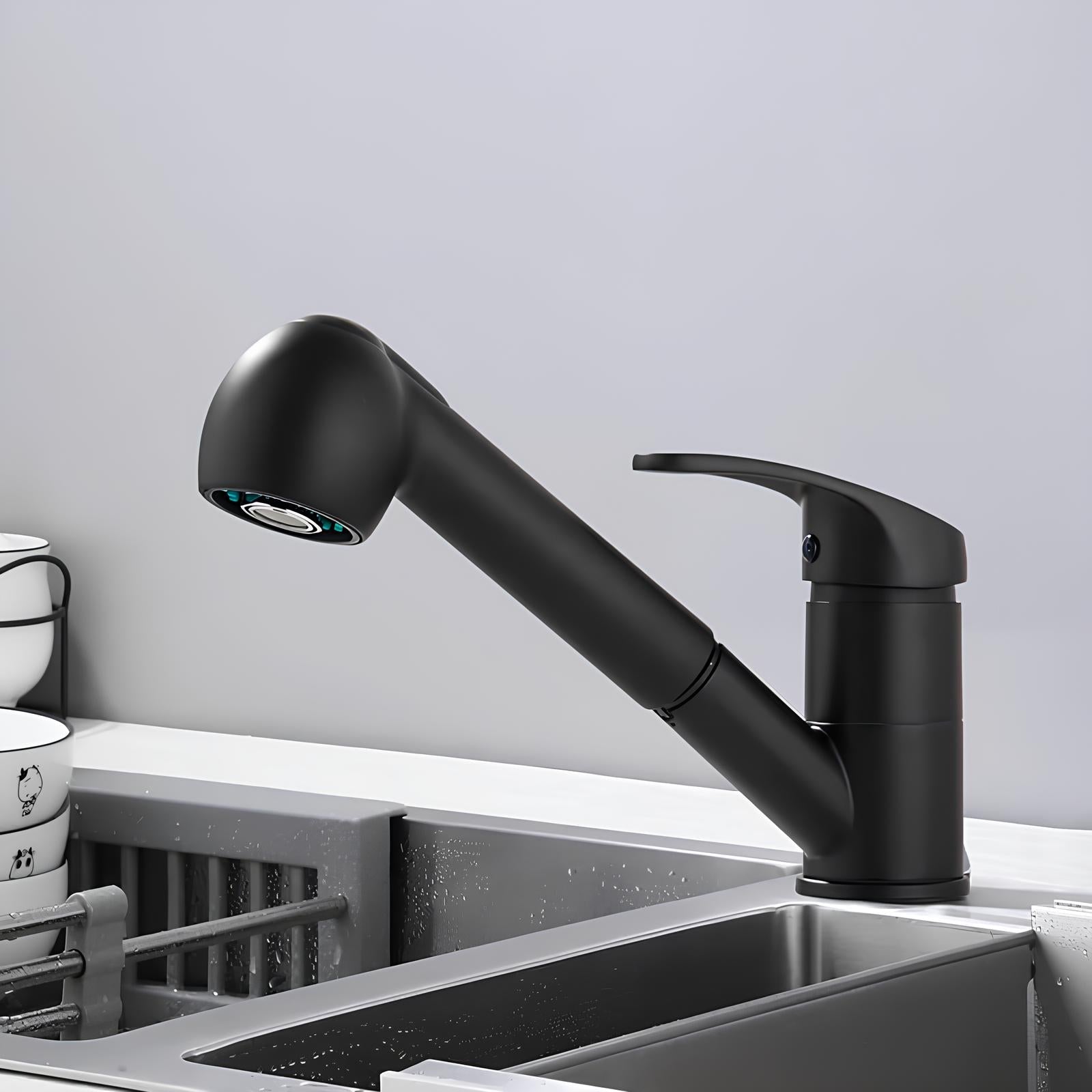 Kitchen faucet with pull-out spout and dual-mode spray head
