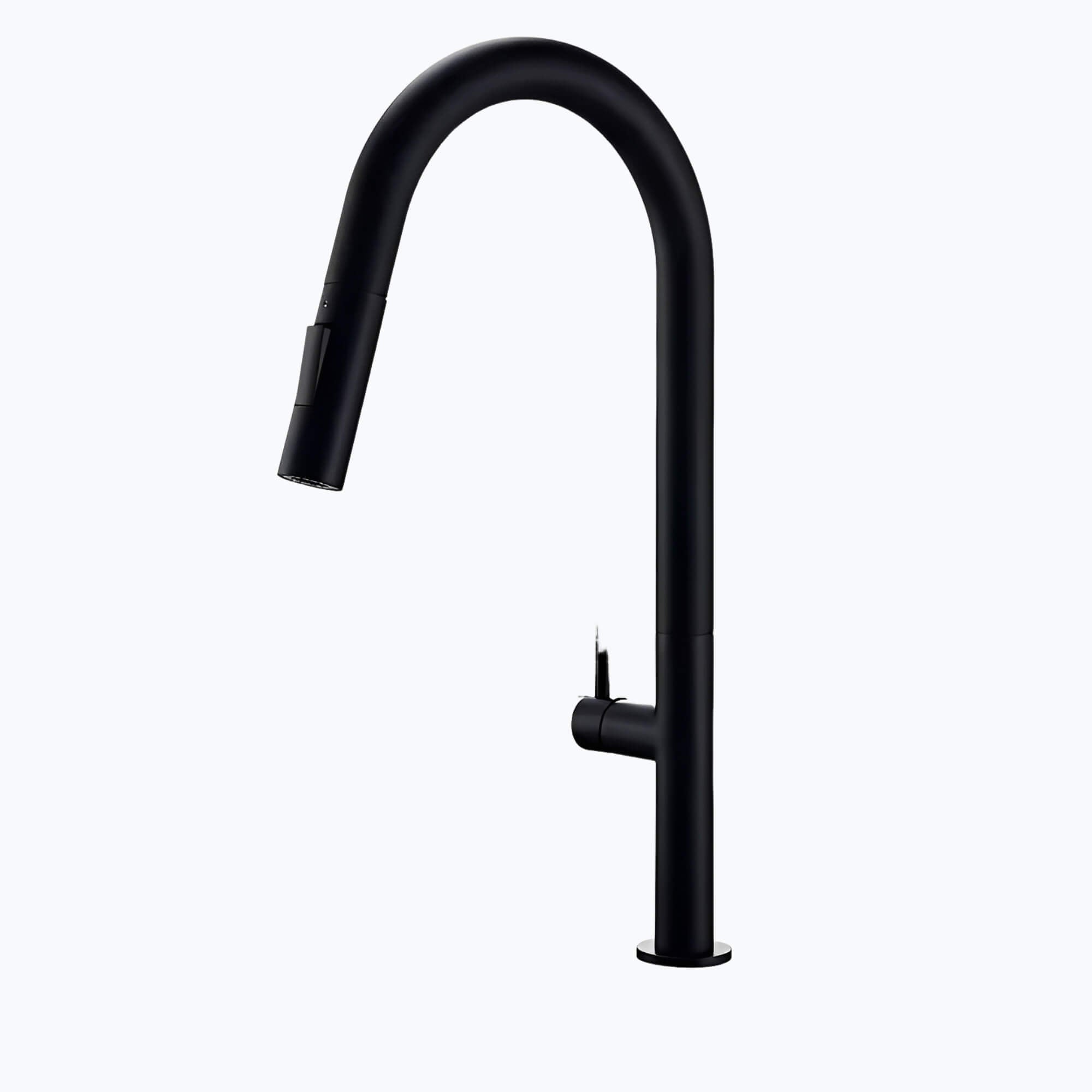 Designer kitchen faucet with spring-return pull-down sprayer