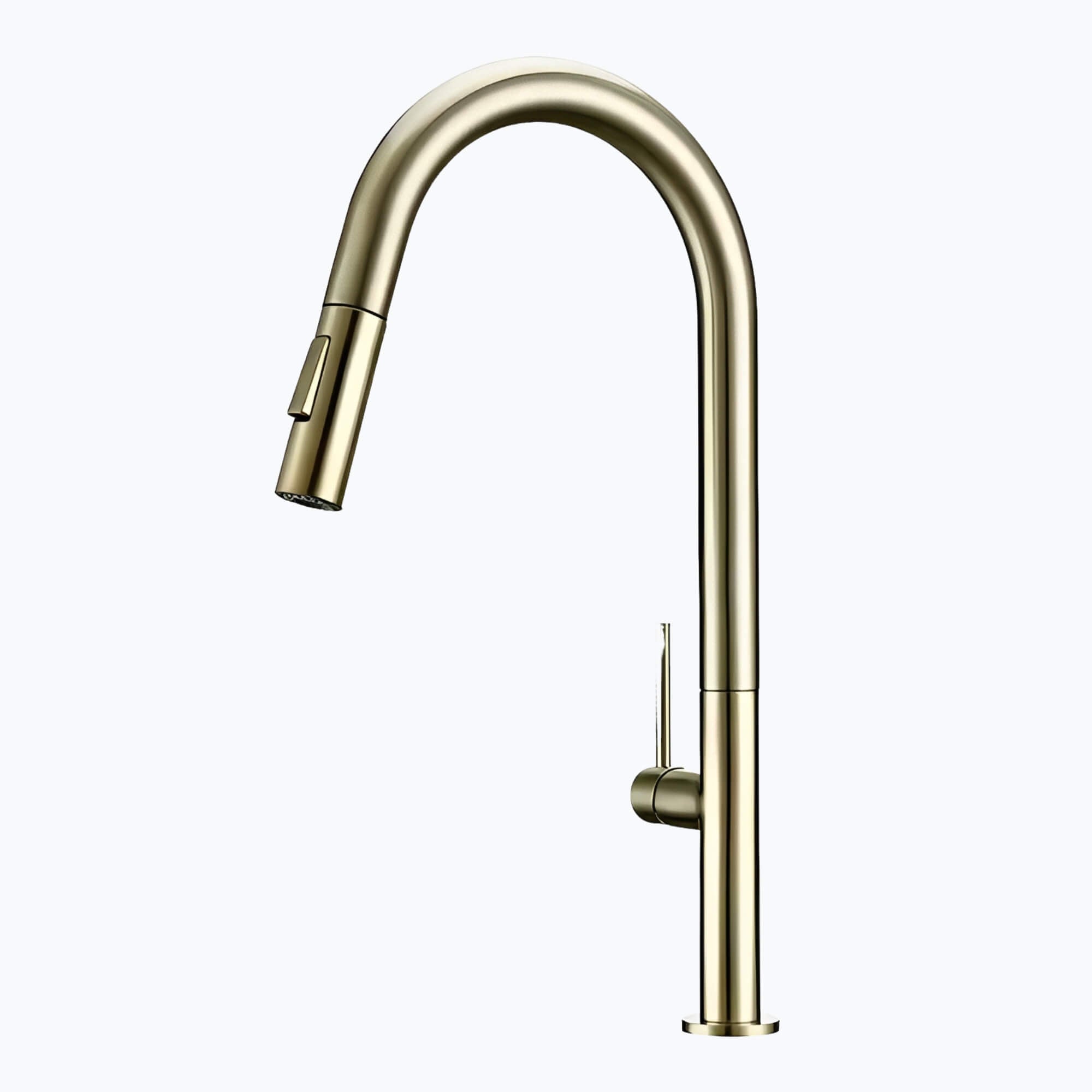 Designer kitchen faucet with spring-return pull-down sprayer