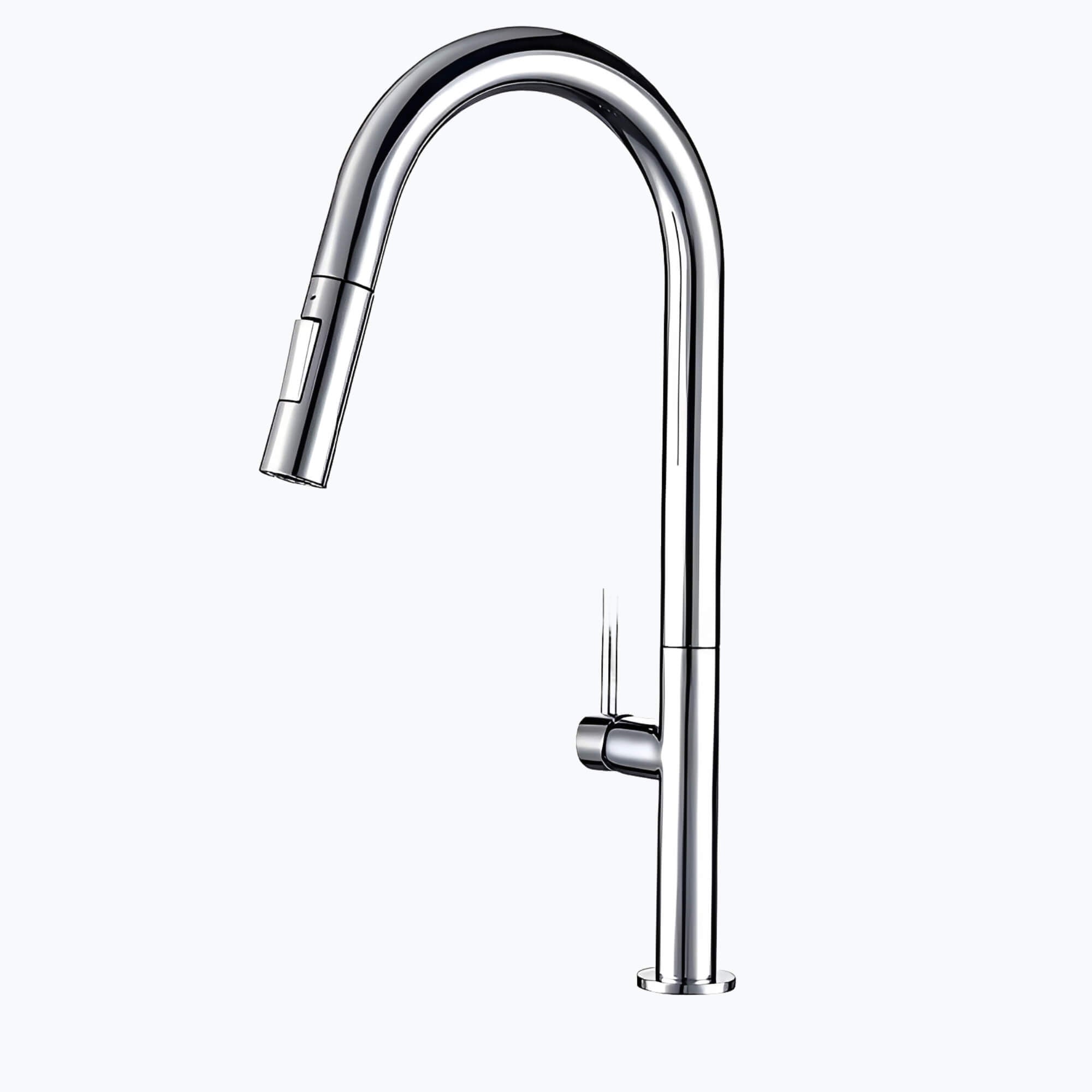 Designer kitchen faucet with spring-return pull-down sprayer