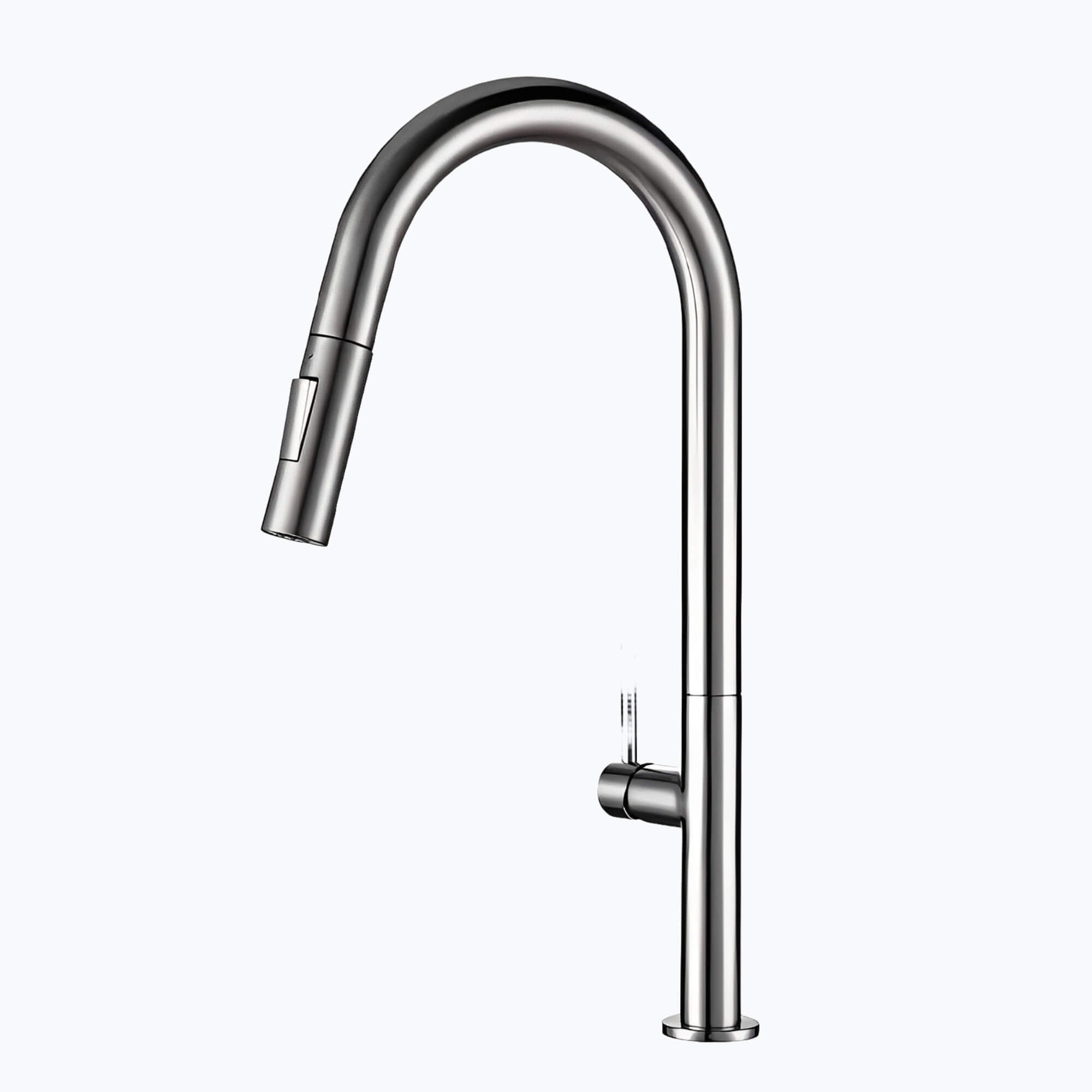 Designer kitchen faucet with spring-return pull-down sprayer