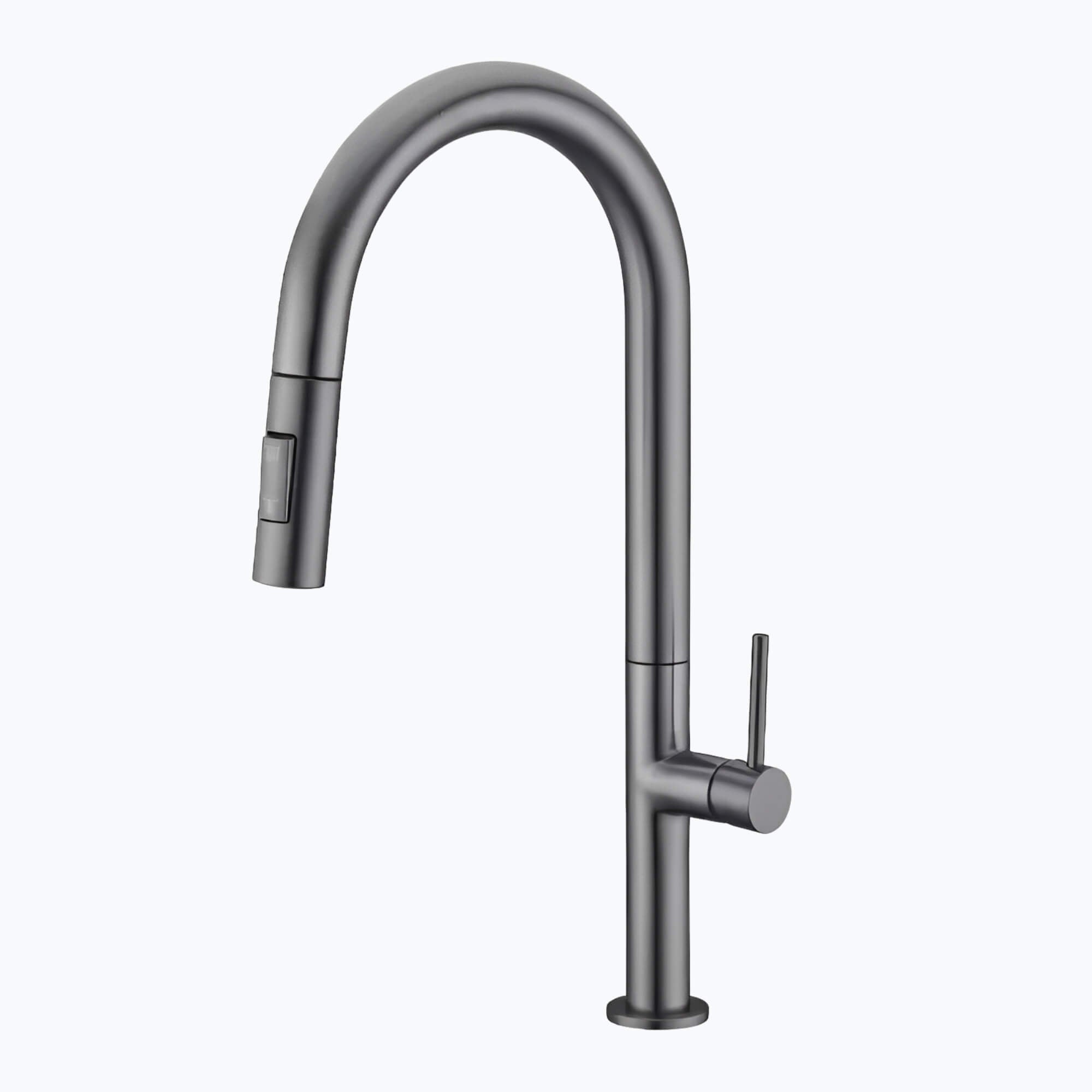 Designer kitchen faucet with spring-return pull-down sprayer