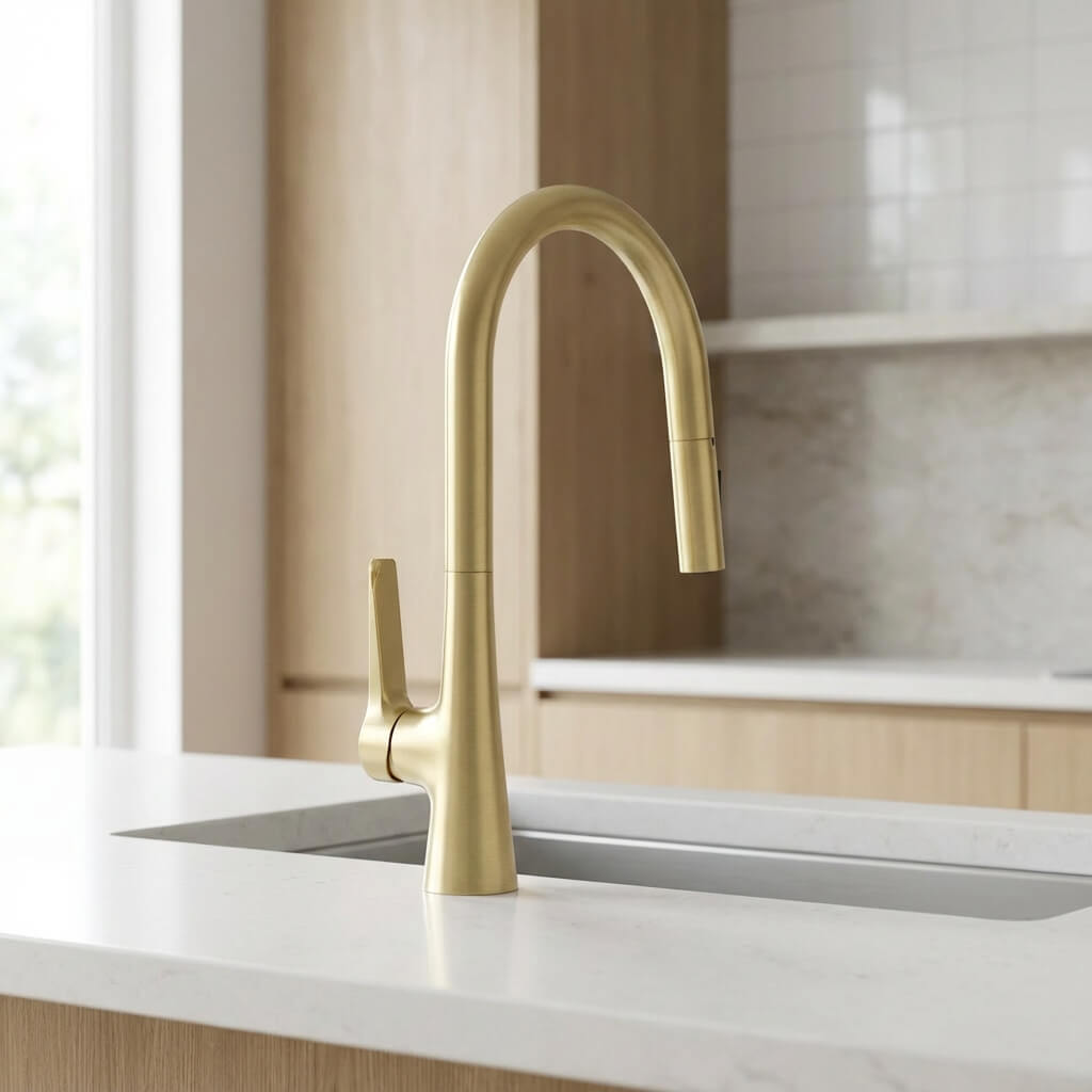 Kitchen faucet with tall spout and pull-down dual-spray sprayer