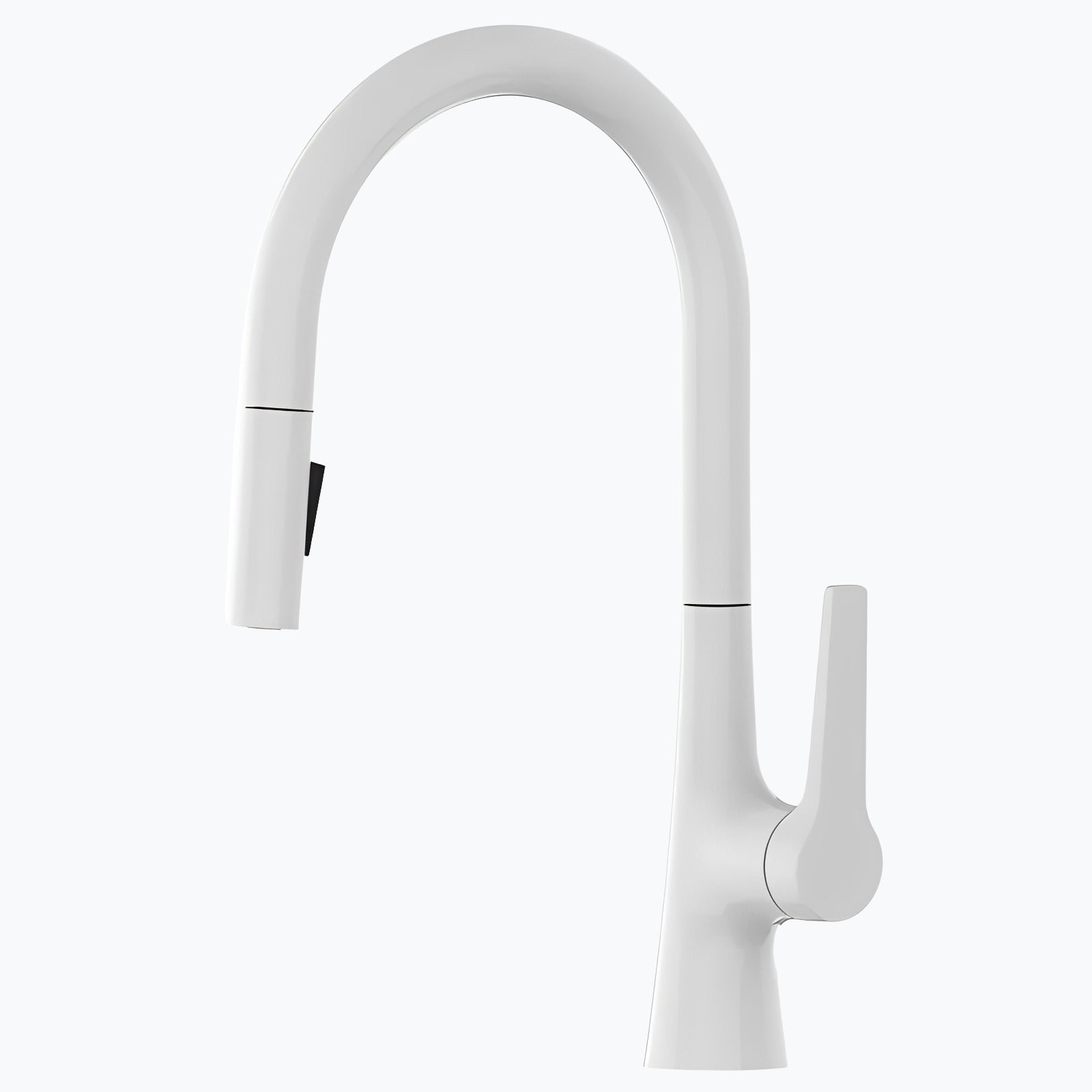 Kitchen faucet with tall spout and pull-down dual-spray sprayer