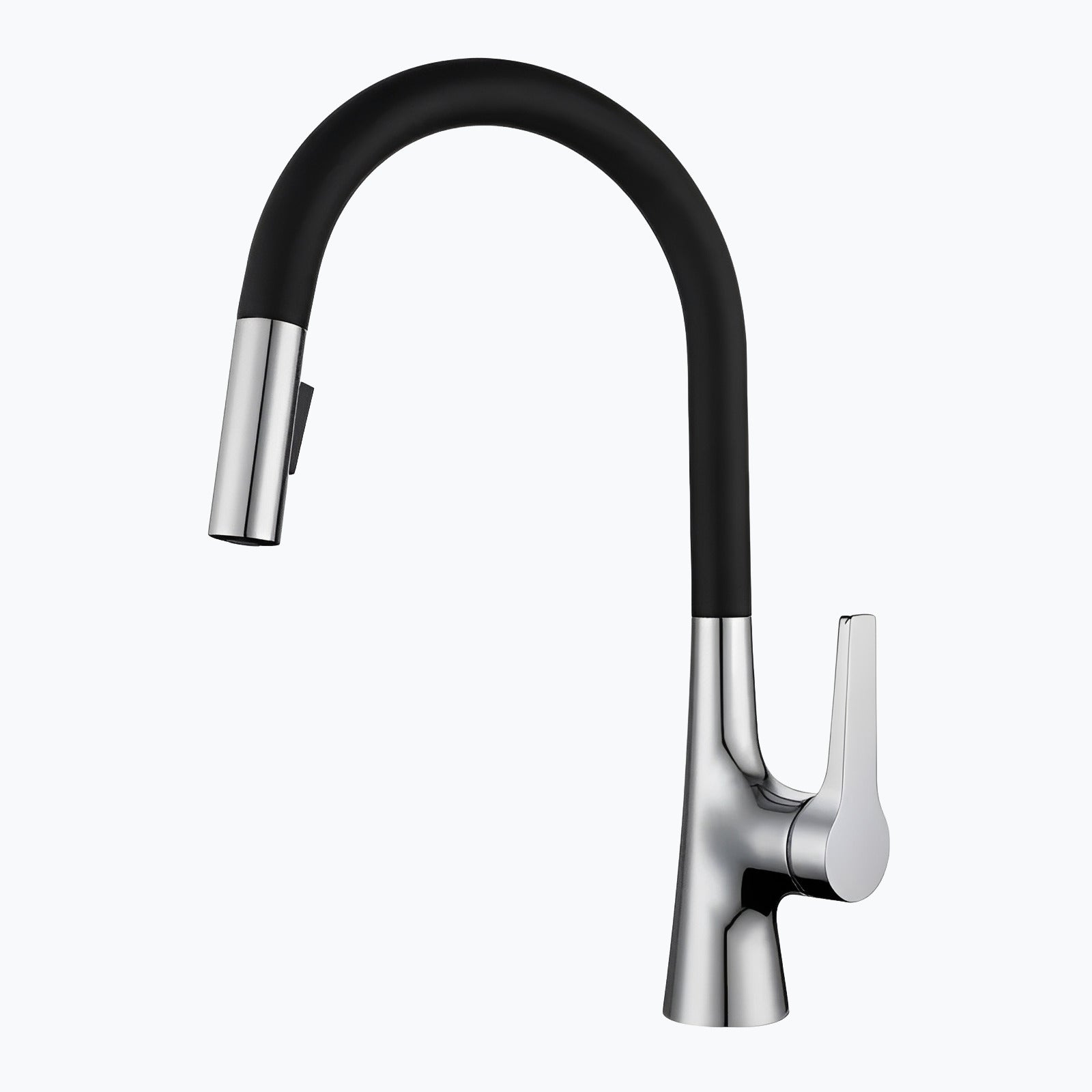 Kitchen faucet with tall spout and pull-down dual-spray sprayer