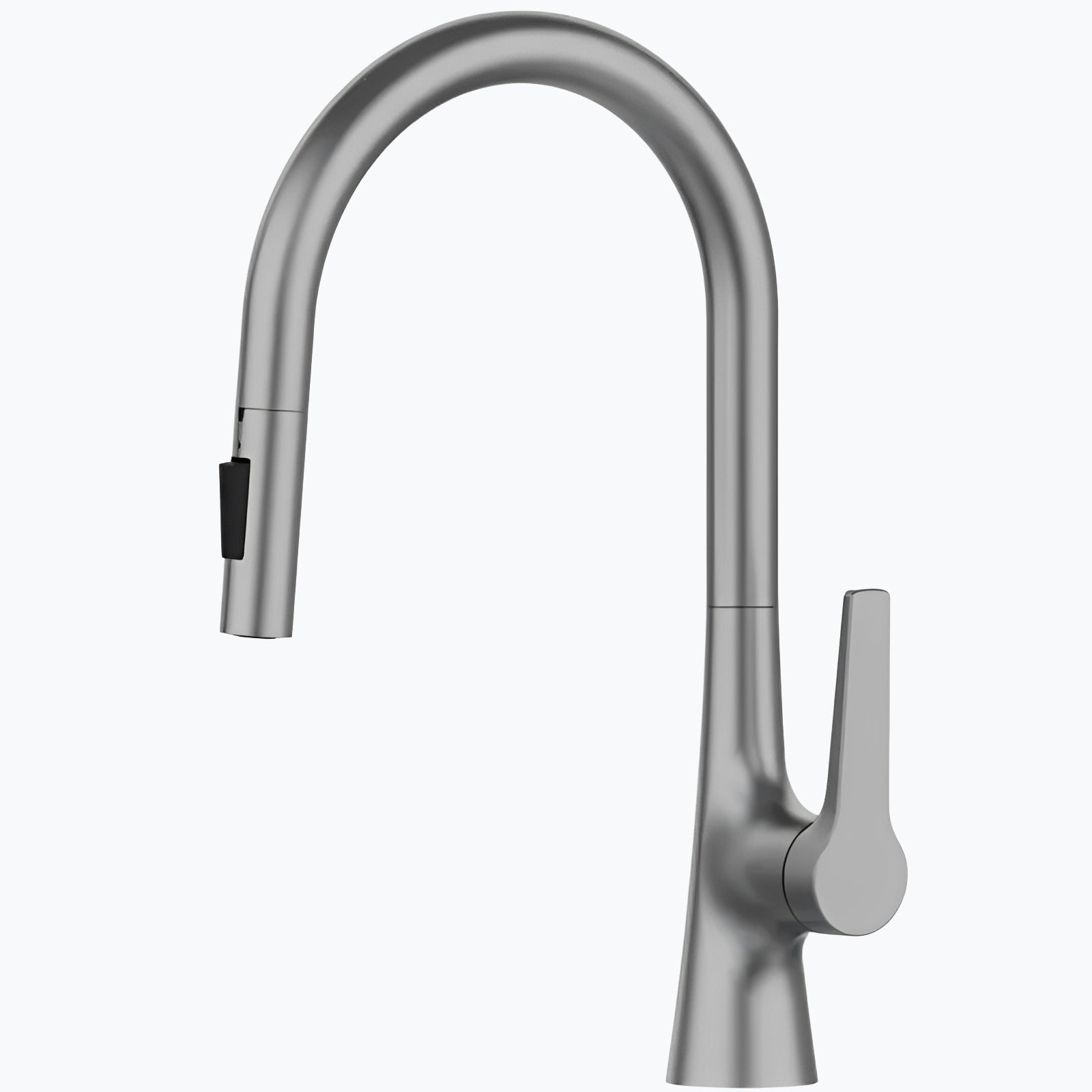 Kitchen faucet with tall spout and pull-down dual-spray sprayer