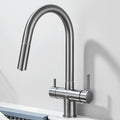 Kitchen faucet with pull-down sprayer, 360° swivel, and filtered water outlet