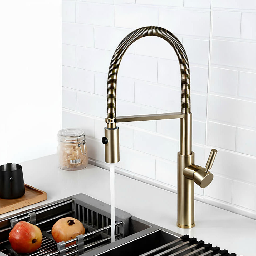 Kitchen mixer with retractable spout and 360° swivel design