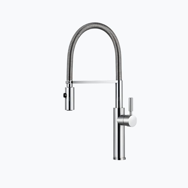 Kitchen mixer with retractable spout and 360° swivel design