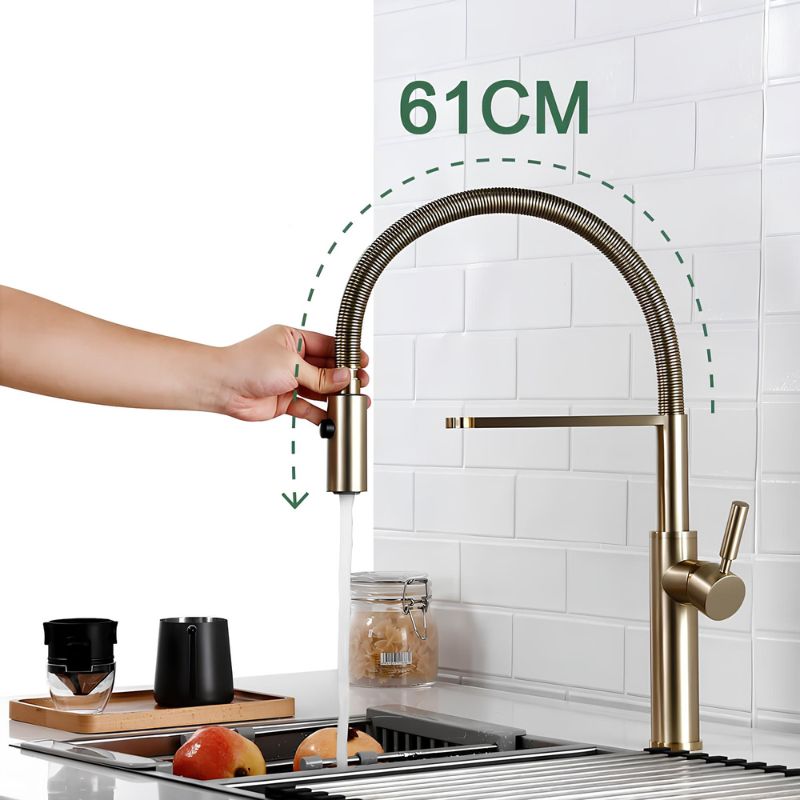 Kitchen mixer with retractable spout and 360° swivel design