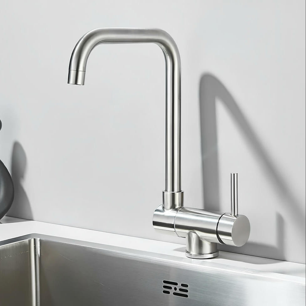 Folding kitchen faucet with 360° swivel and single-lever mixer