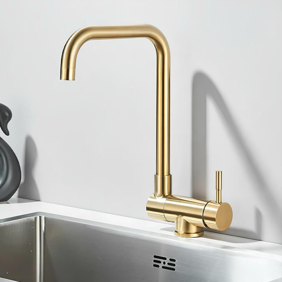Folding kitchen faucet with 360° swivel and single-lever mixer
