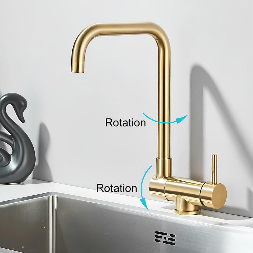 Folding kitchen faucet with 360° swivel and single-lever mixer