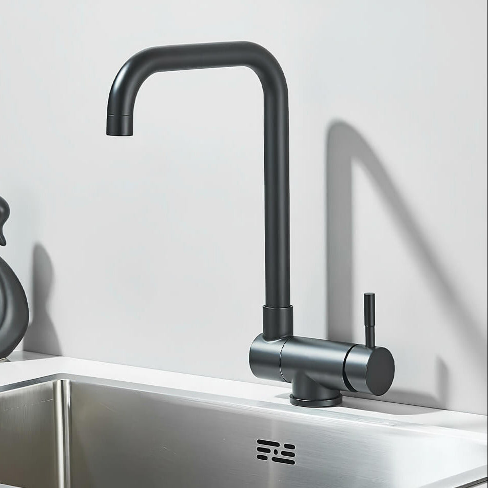 Folding kitchen faucet with 360° swivel and single-lever mixer