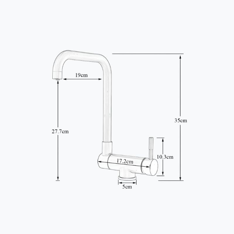 Folding kitchen faucet with 360° swivel and single-lever mixer