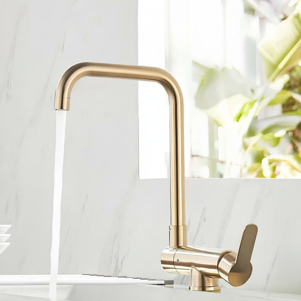 Folding kitchen faucet with pull-down sprayer and 360° swivel