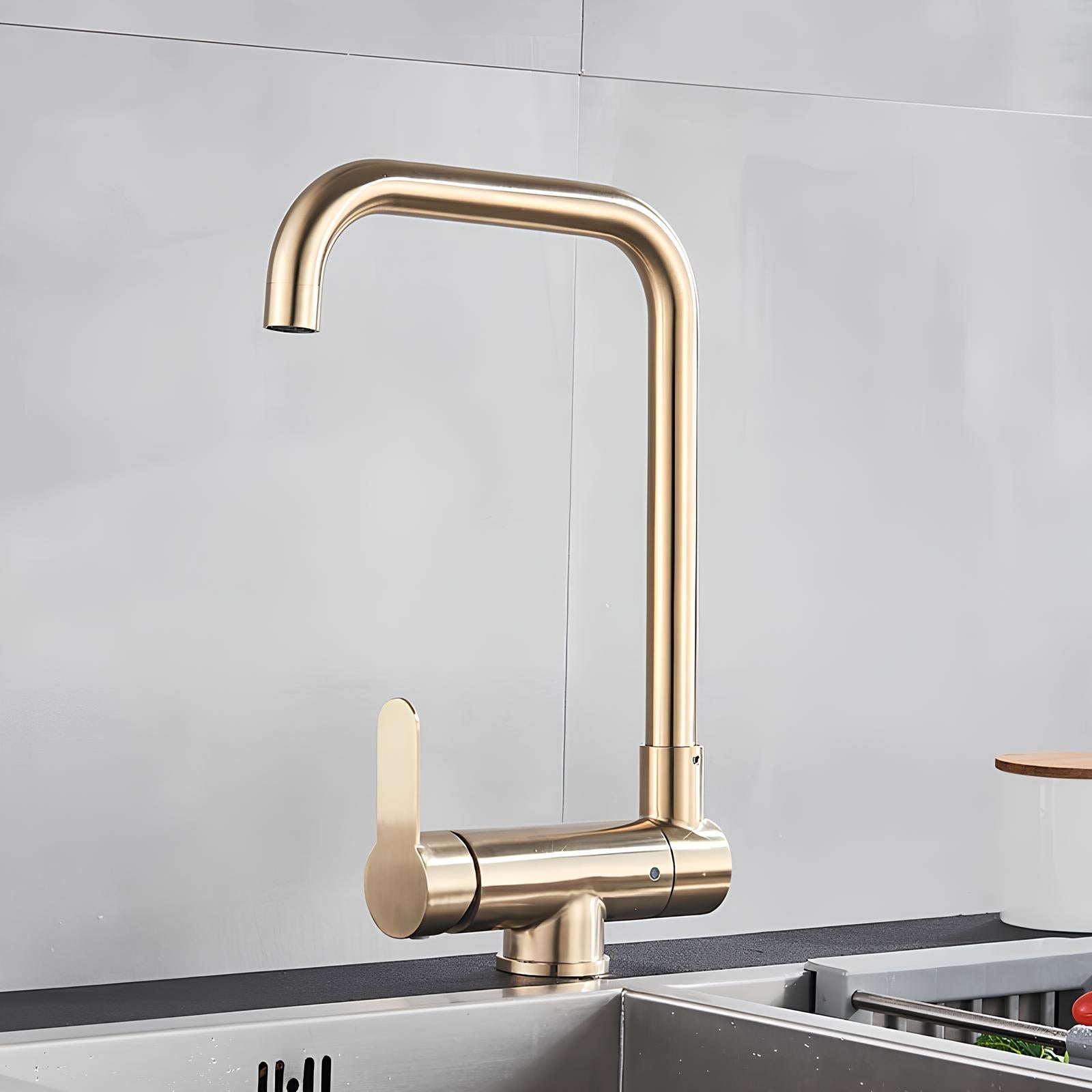 Folding kitchen faucet with pull-down sprayer and 360° swivel