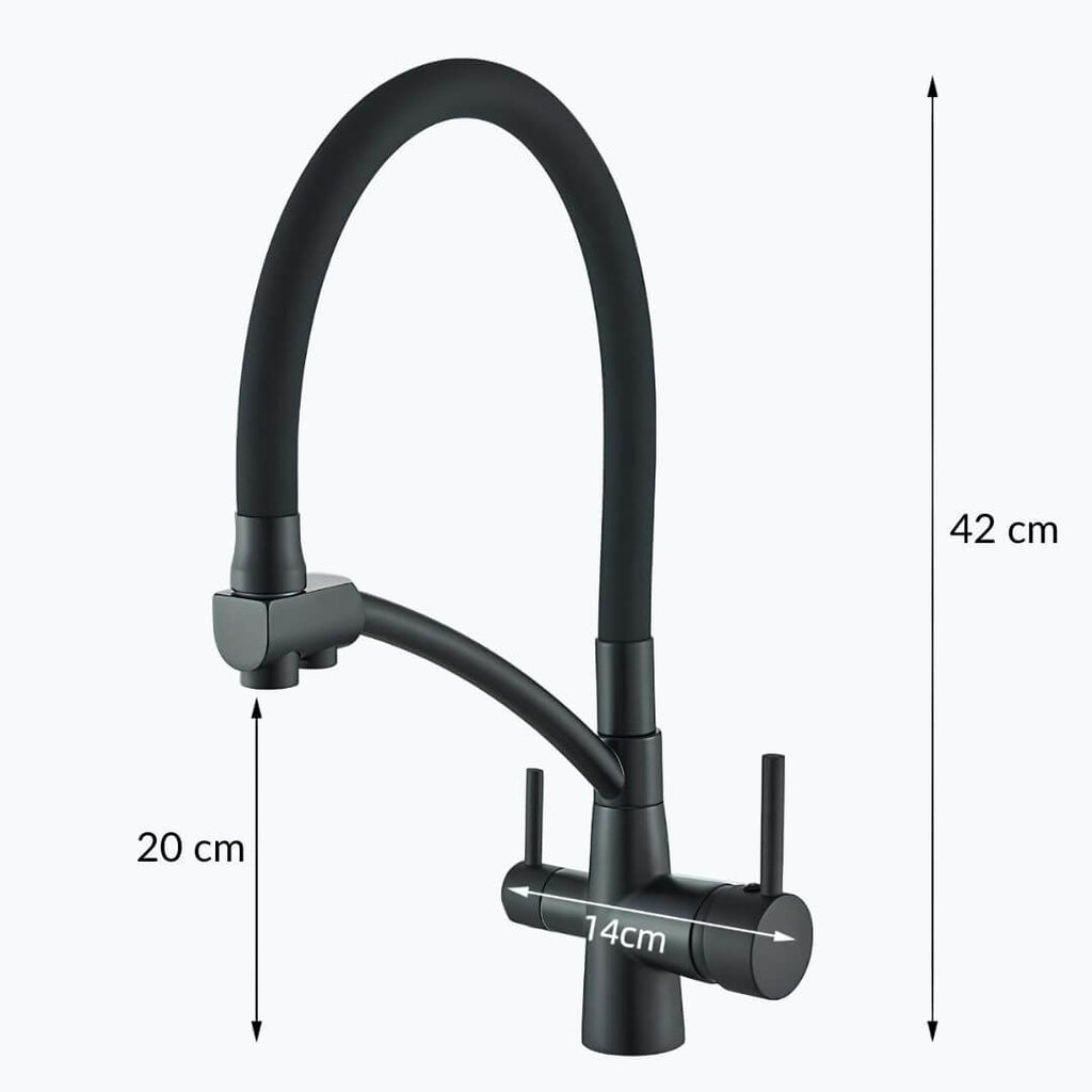 3-in-1 kitchen faucet with filtered water outlet and 360 degree swivel spout